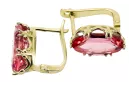 Or jaune 8 carats 333 Ruby des boucles d'oreilles vec021x-rb Russe Soviétique URSS Style vintage Art Deco style